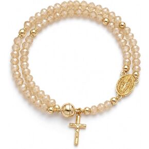 Roe Dolph Rosary Bracelet for Women Catholic Gold Cross Charm Bracelets Khaki Beaded Faith Jewelry Religious Gift for Mom Wife Sister Friend Easter Confirmation in Kuwait