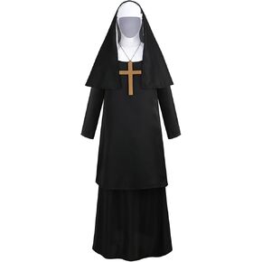 Women Nun Costume Adult Nun Outfit with Hat Deluxe Traditional Halloween Mother Superior Cosplay Costume in Saudi Arabia