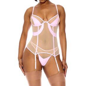 Forplay Women's Catch My Wave Mesh Bustier Lingerie Set in Saudi Arabia