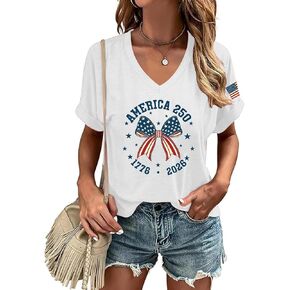 AMWIPE USA Shirts for Women American Flag Shirt 250 Anniversary Patriotic T-Shirts 4th of July Outfits Graphic Casual Tee Top in Saudi Arabia