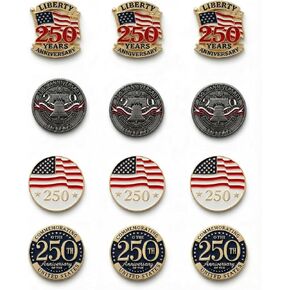 4 Pcs America's 250th Anniversary Pins - Semiquincentennial Souvenir, 1 Inch USA Birthday Metal Lapel Pin Set, for Men Women Independence Day July 4th Gift in Saudi Arabia