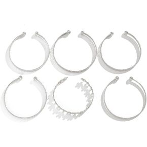 PLOUTOS Stackable Bangle Bracelet Set For Women, Gold And Silver Tone, Mixed Textures, Open Cuff And Elastic Beaded Bracelets, Layered Fashion Jewelry in Saudi Arabia