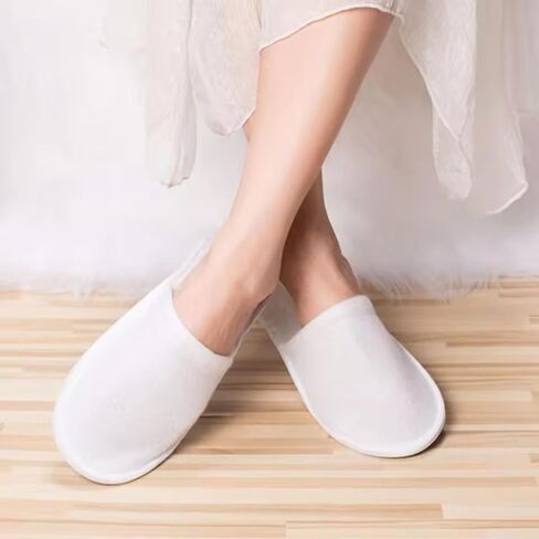 10Pairs Disposable white Slippers Cotton of Closed-to Bathroom Slippers Suitable Suitable Home Guest Hospitality Shoes, 27cm, suitable for sizes 36-41 in Kuwait