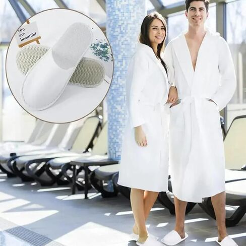 10Pairs Disposable white Slippers Cotton of Closed-to Bathroom Slippers Suitable Suitable Home Guest Hospitality Shoes, 27cm, suitable for sizes 36-41 in Kuwait