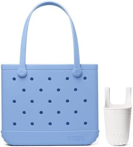 BOGG BAG Medium Tote (Carolina on My Mind) + Bevy (For Shore White) - 15in L x 5in W x 12.5in H - Beach, Pool, Boat, Sports - All Purpose EVA - Lightweight, Washable, Durable in Saudi Arabia