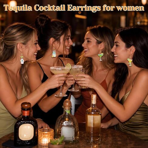 Sureio 12 Pairs Tequila Earrings Lime Cocktail Earrings Cute Dangle Gold Plated Whisky Creative Party Favor Gifts for Women in Kuwait