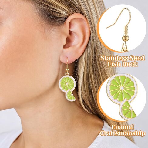 Sureio 12 Pairs Tequila Earrings Lime Cocktail Earrings Cute Dangle Gold Plated Whisky Creative Party Favor Gifts for Women in Kuwait