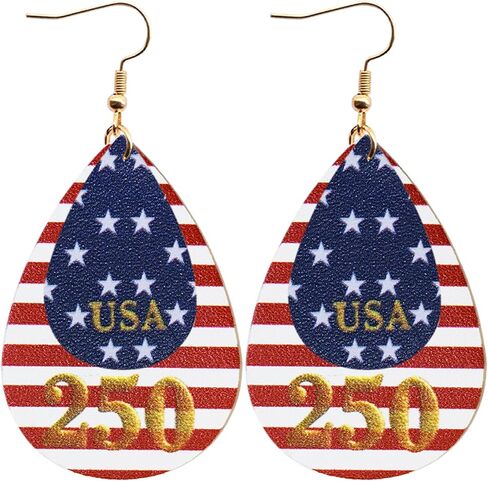 250th Anniversary USA Earrings for Women, Patriotic American Flag Teardrop Dangle Earrings, 4th of July Earrings, Red White and Blue Patriotic Jewelry, America 250 Celebration Accessories Gift in Saudi Arabia