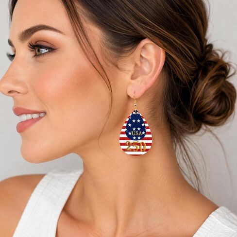 250th Anniversary USA Earrings for Women, Patriotic American Flag Teardrop Dangle Earrings, 4th of July Earrings, Red White and Blue Patriotic Jewelry, America 250 Celebration Accessories Gift in Saudi Arabia