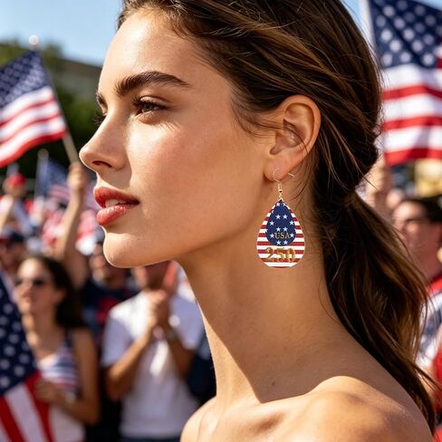 250th Anniversary USA Earrings for Women, Patriotic American Flag Teardrop Dangle Earrings, 4th of July Earrings, Red White and Blue Patriotic Jewelry, America 250 Celebration Accessories Gift in Saudi Arabia