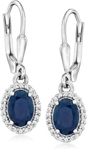 Ross-Simons 1.90 ct. t.w. Sapphire and .20 ct. t.w. White Topaz Drop Earrings in Sterling Silver in Saudi Arabia