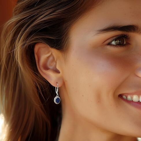 Ross-Simons 1.90 ct. t.w. Sapphire and .20 ct. t.w. White Topaz Drop Earrings in Sterling Silver in Saudi Arabia