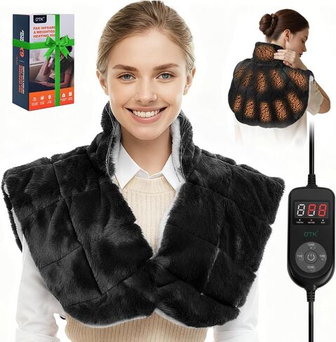 Weighted Heating Pad for Neck and Shoulders and Back,30s Fast Heat, 6X Deeper Pain Relief,160℉ Max Temp, 8 Heat Settings & 4H Auto Off,Memory Function, 24"X20" Extra Large,Birthday Gifts for Women Men in Saudi Arabia