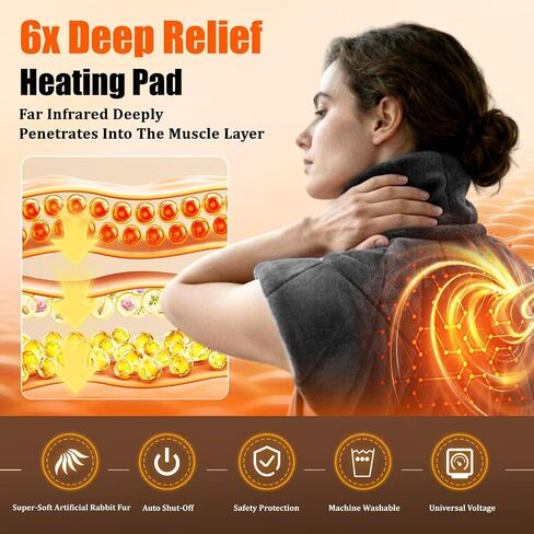 Weighted Heating Pad for Neck and Shoulders and Back,30s Fast Heat, 6X Deeper Pain Relief,160℉ Max Temp, 8 Heat Settings & 4H Auto Off,Memory Function, 24"X20" Extra Large,Birthday Gifts for Women Men in Saudi Arabia