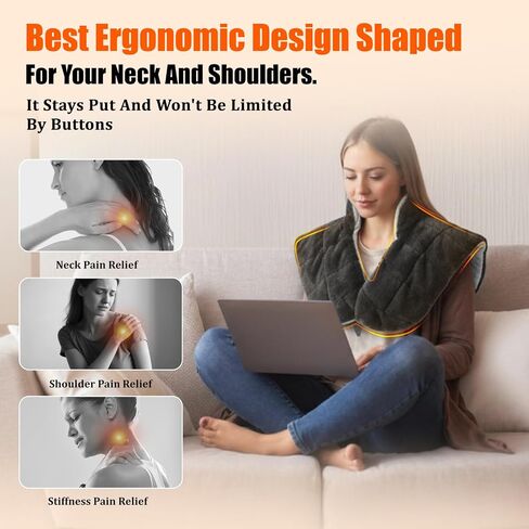 Weighted Heating Pad for Neck and Shoulders and Back,30s Fast Heat, 6X Deeper Pain Relief,160℉ Max Temp, 8 Heat Settings & 4H Auto Off,Memory Function, 24"X20" Extra Large,Birthday Gifts for Women Men in Saudi Arabia