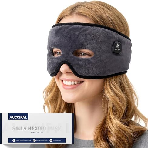 Cordless Heated Face Mask for Sinus Pressure, 2500mAh Rechargeable Face Heating Pad for Sinuses with 4 Heat Levels & 4 Time Settings, Adjustable Portable Electric Warm Compress Sinus Mask (Grey) in Saudi Arabia