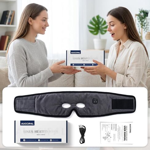 Cordless Heated Face Mask for Sinus Pressure, 2500mAh Rechargeable Face Heating Pad for Sinuses with 4 Heat Levels & 4 Time Settings, Adjustable Portable Electric Warm Compress Sinus Mask (Grey) in Saudi Arabia