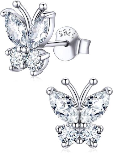 ChicSilver 925 Sterling Silver Bow/Butterfly Earrings for Women Hypoallergenic Birthstone Earrings Dainty Bow/Butterfly Jewelry Gift for Women in Kuwait