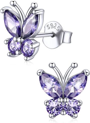 ChicSilver 925 Sterling Silver Bow/Butterfly Earrings for Women Hypoallergenic Birthstone Earrings Dainty Bow/Butterfly Jewelry Gift for Women in Kuwait