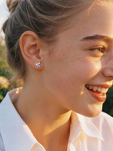 ChicSilver 925 Sterling Silver Bow/Butterfly Earrings for Women Hypoallergenic Birthstone Earrings Dainty Bow/Butterfly Jewelry Gift for Women in Kuwait