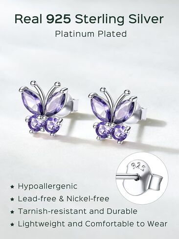 ChicSilver 925 Sterling Silver Bow/Butterfly Earrings for Women Hypoallergenic Birthstone Earrings Dainty Bow/Butterfly Jewelry Gift for Women in Kuwait