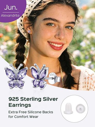 ChicSilver 925 Sterling Silver Bow/Butterfly Earrings for Women Hypoallergenic Birthstone Earrings Dainty Bow/Butterfly Jewelry Gift for Women in Kuwait