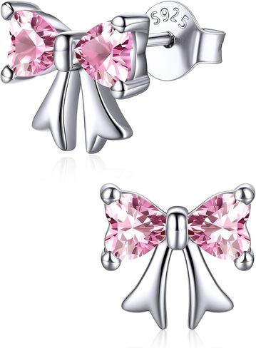 ChicSilver 925 Sterling Silver Bow/Butterfly Earrings for Women Hypoallergenic Birthstone Earrings Dainty Bow/Butterfly Jewelry Gift for Women in Kuwait