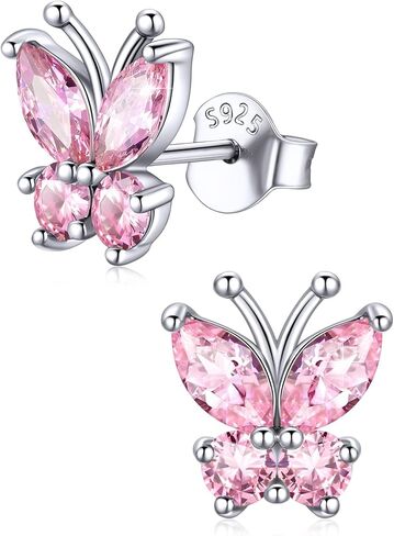 ChicSilver 925 Sterling Silver Bow/Butterfly Earrings for Women Hypoallergenic Birthstone Earrings Dainty Bow/Butterfly Jewelry Gift for Women in Kuwait