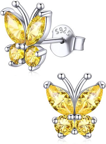 ChicSilver 925 Sterling Silver Bow/Butterfly Earrings for Women Hypoallergenic Birthstone Earrings Dainty Bow/Butterfly Jewelry Gift for Women in Kuwait