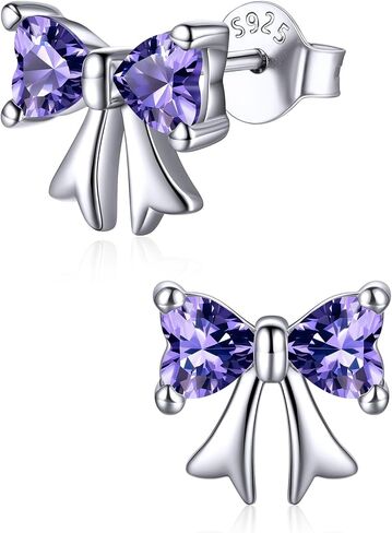 ChicSilver 925 Sterling Silver Bow/Butterfly Earrings for Women Hypoallergenic Birthstone Earrings Dainty Bow/Butterfly Jewelry Gift for Women in Kuwait