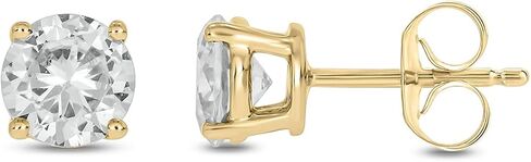 Cali Trove Lab Grown Diamond Solitaire Stud Earrings for Women, Round Cut 4-Prong in 14KT Solid Gold Available from 0.50Ct to 5Ct Total Weight (DEF/SI1), Gold Jewelry for Women | GS Labs Certified in Kuwait