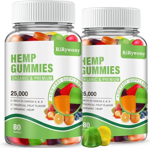 Hemp Gummies (2 Packs), High Potency Edible Gummies Extra Strength Mood Focus Calm Organic Hemp Oil Extract Vegan Bear Gummy - 240 Counts Candy in Saudi Arabia