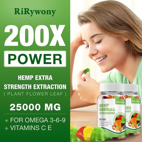 Hemp Gummies (2 Packs), High Potency Edible Gummies Extra Strength Mood Focus Calm Organic Hemp Oil Extract Vegan Bear Gummy - 240 Counts Candy in Saudi Arabia