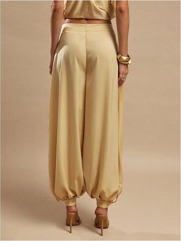 GORGLITTER Women's Satin Low Rise Dress Pants Dressy Harem Trousers Work Office Going Out Baggy Joggers in Kuwait