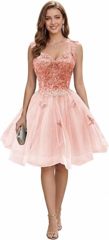 Sparkly Tulle Homecoming Dresses for Teens Lace Applique A Line Sequin Short Party Cocktail Gowns HC003 in Saudi Arabia
