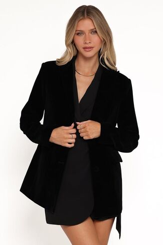 Clive Velvet Blazer - Black S in Kuwait