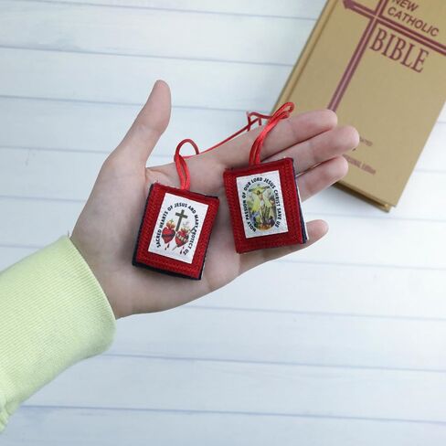 Needzo Five Fold Wool Scapular, Assorted Patron Saint Badges, Catholic Devotional Gift, 1.87 x 1.5 Inches in Kuwait