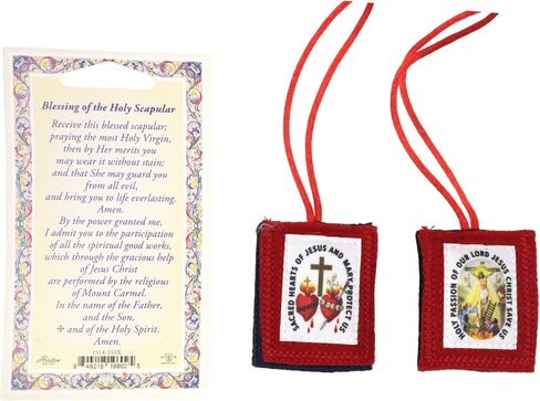 Needzo Five Fold Wool Scapular, Assorted Patron Saint Badges, Catholic Devotional Gift, 1.87 x 1.5 Inches in Kuwait