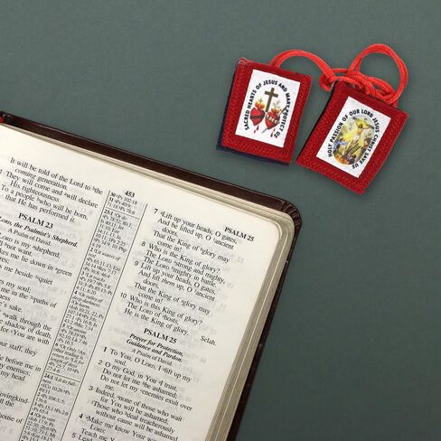 Needzo Five Fold Wool Scapular, Assorted Patron Saint Badges, Catholic Devotional Gift, 1.87 x 1.5 Inches in Kuwait