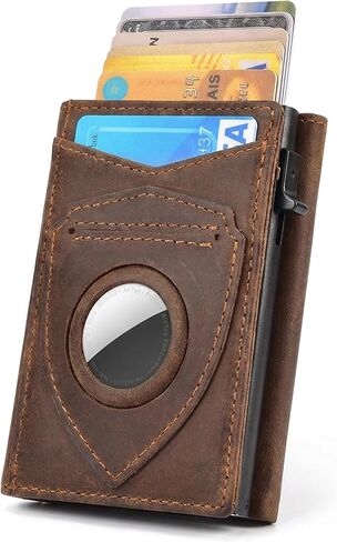 kinzd Pop-up Wallet for Men: Airtag Wallet with Zipper Coin Pocket, Mens Genuine Leather Wallet 9 Cards, Credit Card Holder Slim with Magnetic Closure RFID Blocking Wallet with Gift Box in Kuwait