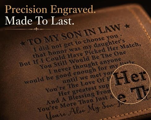Personalized Son In Law Wallet, Engraved Genuine Crazy Horse Leather Wallet for Men, To My Son In Law Gift from Mother in Law, Birthday Christmas Wedding Gift in Kuwait