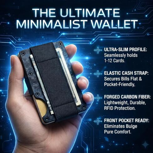 Slim Carbon Fiber Wallet for Men, Minimalist RFID Blocking Credit Card Holder with Removable AirTag Case, 2-in-1 Money Clip, Forged Carbon Marble Pattern Front Pocket Wallet in Saudi Arabia