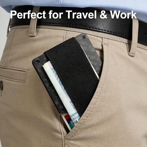 Slim Carbon Fiber Wallet for Men, Minimalist RFID Blocking Credit Card Holder with Removable AirTag Case, 2-in-1 Money Clip, Forged Carbon Marble Pattern Front Pocket Wallet in Saudi Arabia
