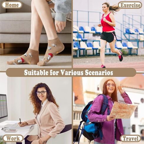 Funny Mushroom Socks for Women Girls, 5 Pairs Cute & Fun Ankle Socks Cotton Low Cut Womens Socks, Novelty Gifts for Mom Daughter in Saudi Arabia