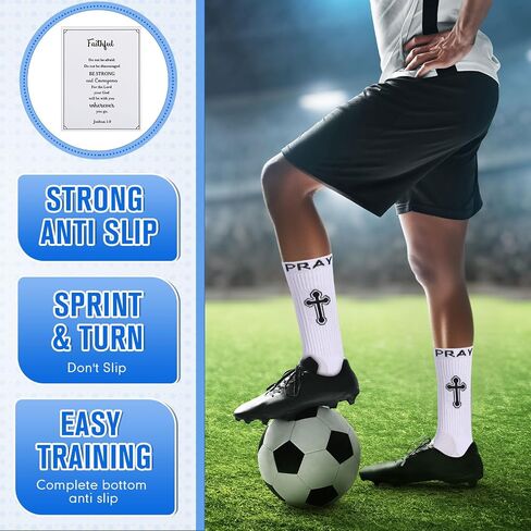 Jetec 4 Pairs Christian Cross Socks Cross Grip Soccer Sock Anti Slip with Bible Verse Card I Still Remember The Day I Pray for Men Dad Husband Birthday Easter Religious Soccer Sock Jesus VBS Gifts in Kuwait