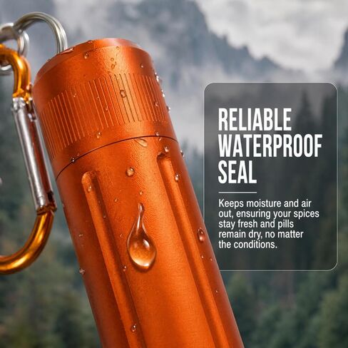 Waterproof Pill Container, Airtight Metal Tube Storage with Dual-Opening Lids, Hooks, Aluminium Smell Proof Keychain Spice Bottle Portable Case for Camp, Travel, Outdoor in Saudi Arabia