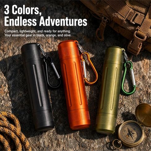 Waterproof Pill Container, Airtight Metal Tube Storage with Dual-Opening Lids, Hooks, Aluminium Smell Proof Keychain Spice Bottle Portable Case for Camp, Travel, Outdoor in Saudi Arabia
