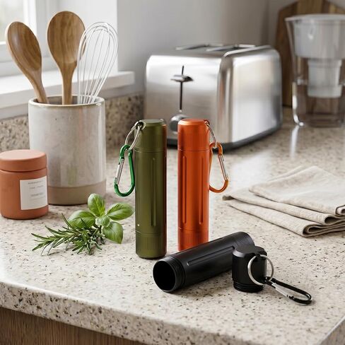 Waterproof Pill Container, Airtight Metal Tube Storage with Dual-Opening Lids, Hooks, Aluminium Smell Proof Keychain Spice Bottle Portable Case for Camp, Travel, Outdoor in Saudi Arabia