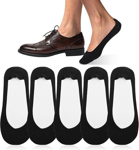 5 Pairs No Show Dress Socks Men Loafer Sock Non Slip Low Cut Liner Socks Casual Thin Invisible Sock for Flat Boat Suitable Mens Festival Gifts Black 9.06 × 3.74 × 0.12 inches Cotton Spandex in Saudi Arabia