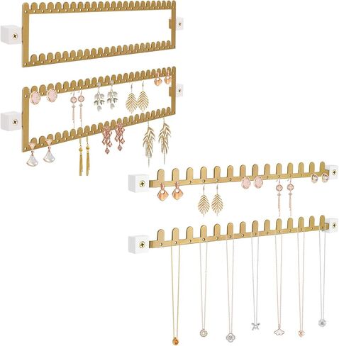 2 Pack Metal Necklace Holder and Earring Organizer Earring and Necklace Display Storage, Space-saving Jewelry Organizer in Saudi Arabia